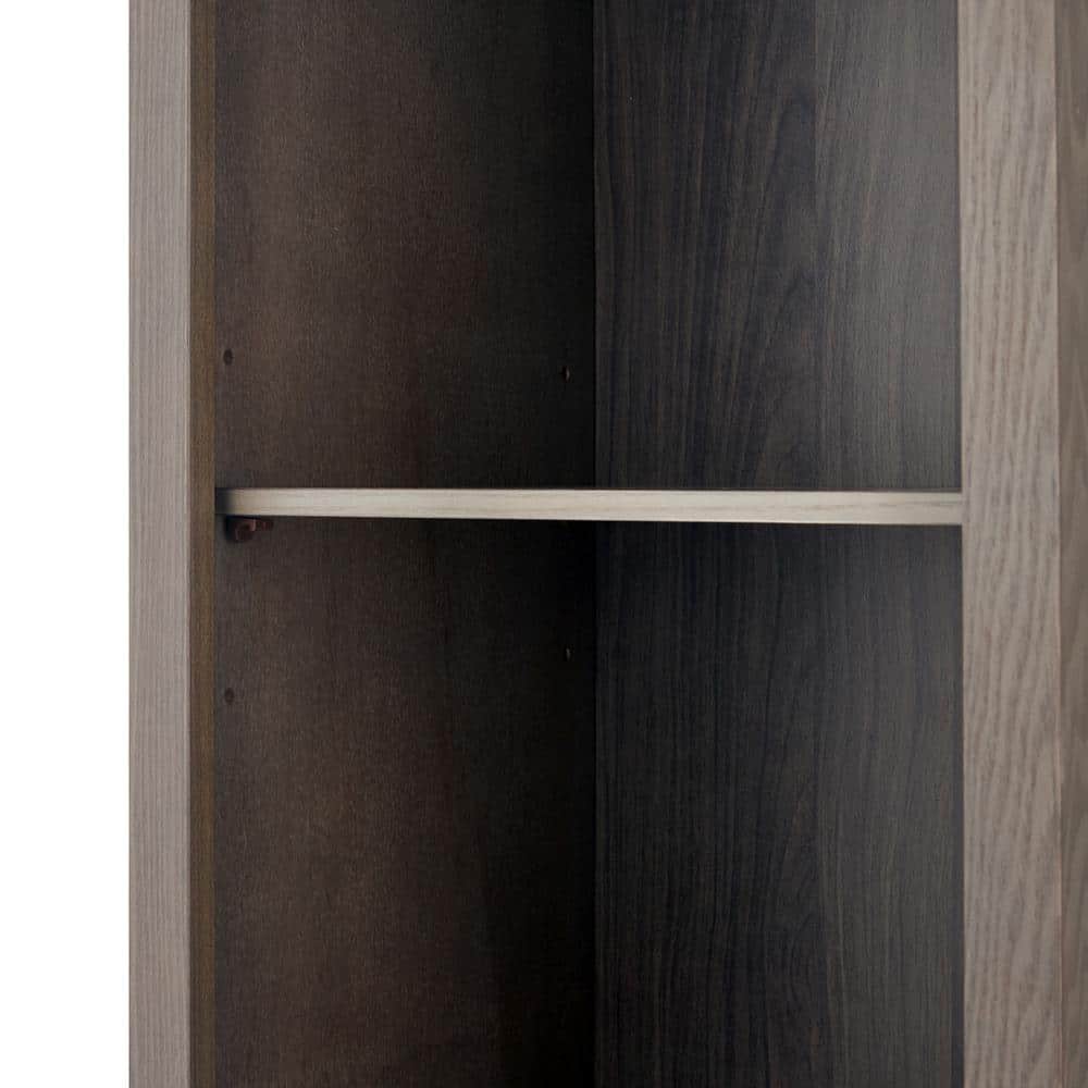 Modern Farmhouse Black Wooden Linen Tower with Adjustable Shelving