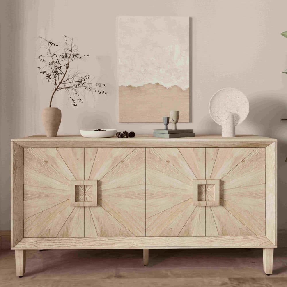 Antique Natural TV Stand Fits TV's Up to 60 in. with Adjustable Shelves, Storage Cabinet