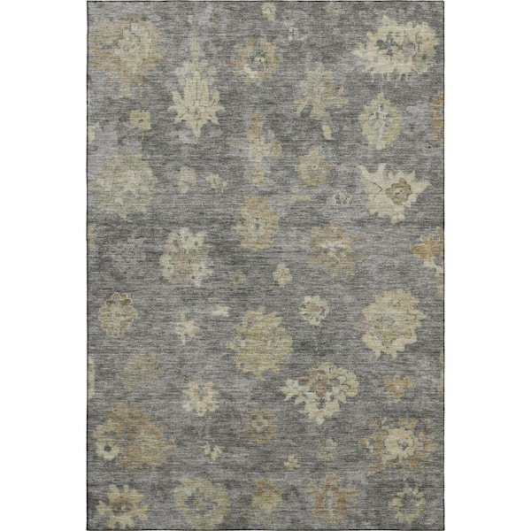 Mayfield Premium Machine Washable Abstract AMF2305 Pewter 5 ft. x 7 ft. 6 in. Area Rug