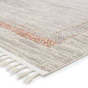Adalet Light Gray/Clay 5 ft. 3 in. x 7 ft. 6 in. Border Rectangle Area Rug