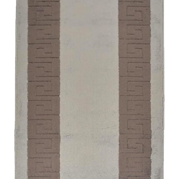 Euro Meander Design Gray 26 in. W x 264 in. L Stair Runner 47.73 sq. ft.