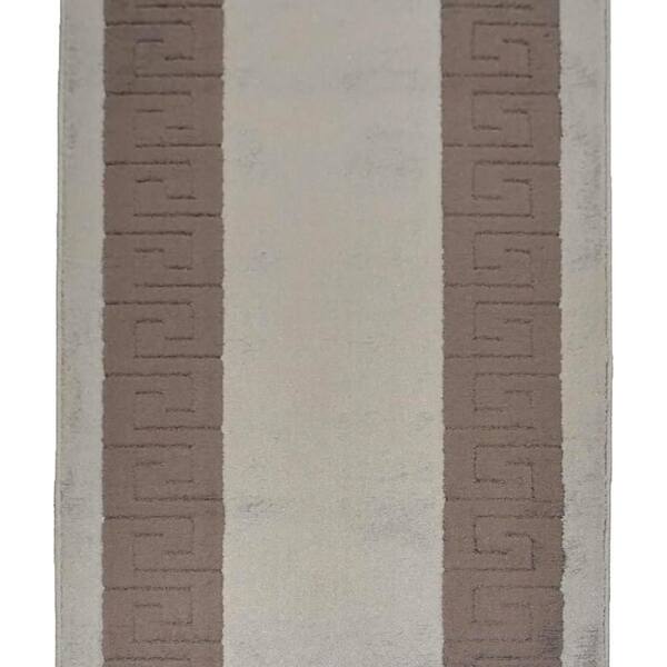 Euro Meander Design Gray 26 in. W x 432 in. L Stair Runner 78.11 sq. ft.