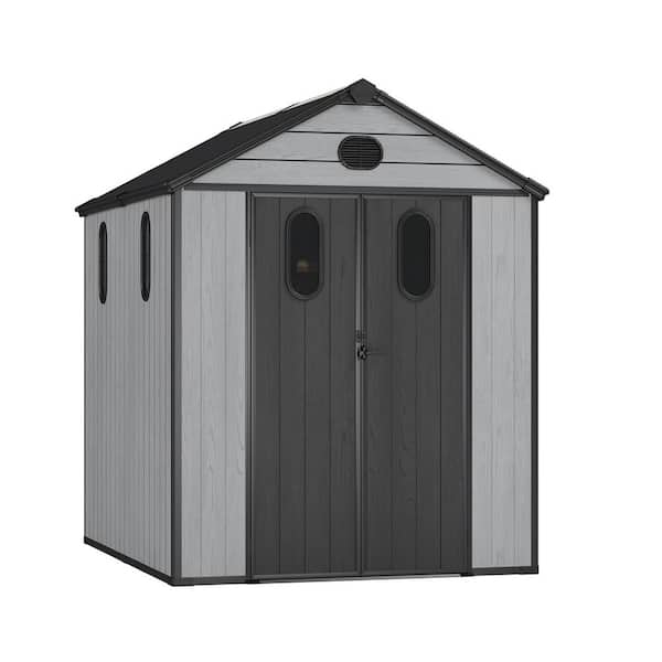 6.1 ft. x 7.5 ft. Outdoor Resin Gambrel Roof Storage Shed with Floor Windows Vents and Lockable Door (45.75 sq. ft.)
