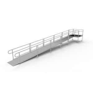PATHWAY 30 ft. Straight Aluminum Wheelchair Ramp Kit with Solid Surface Tread, 2-Line Handrails and 5 ft. Top Platform