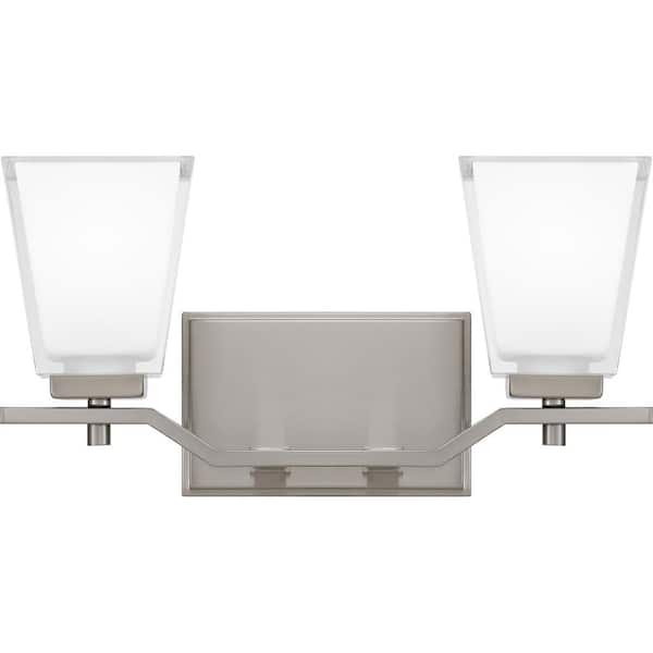 Quoizel Myra 15 in. 2-Light Brushed Nickel Vanity Light with Clear Glass