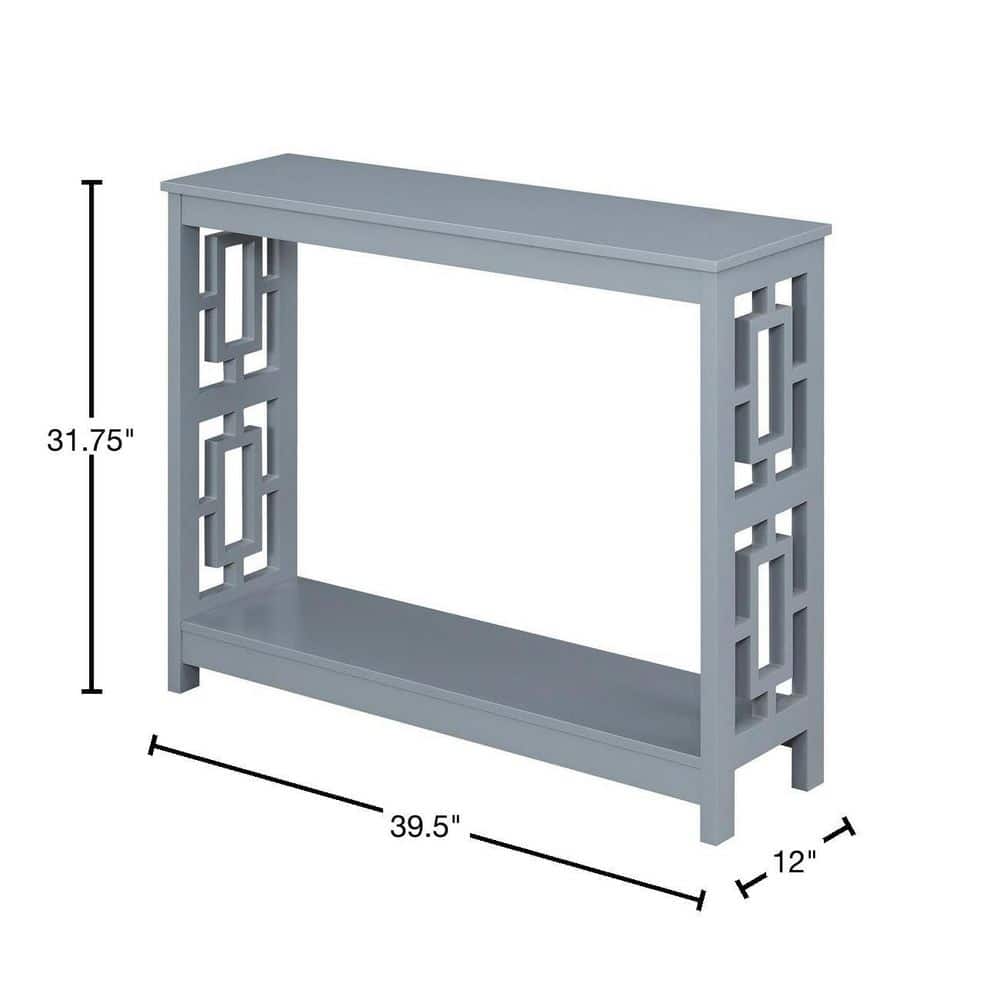Gray MDF Console Table with Shelf and Asian-Inspired Design