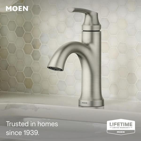Wellton 4 in. Centerset Single Handle Bathroom Faucet in Spot Resist Brushed Nickel