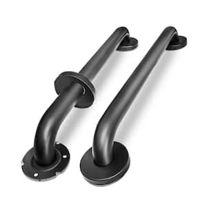 18 in. Stainless Steel Assist Bath Handle, Shower Grab Bar in Black with Concealed Screws (2-Pack)