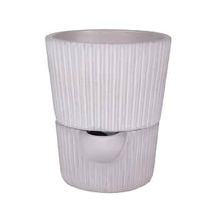 6 in. Dia x 7 in. H Flutted Tapered Composite Self Watering Pot in Gray