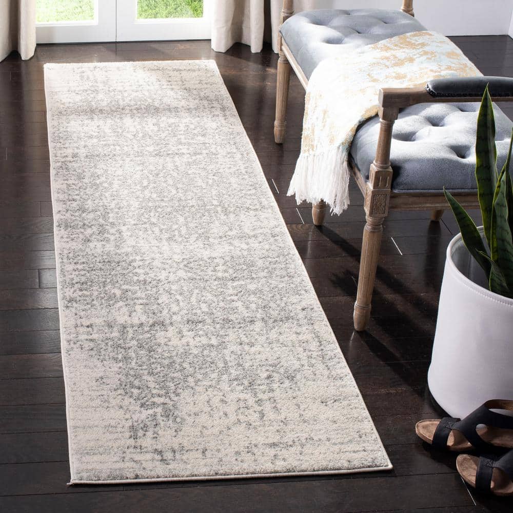 Madison Silver/Ivory Hand-Knotted Synthetic Runner Rug