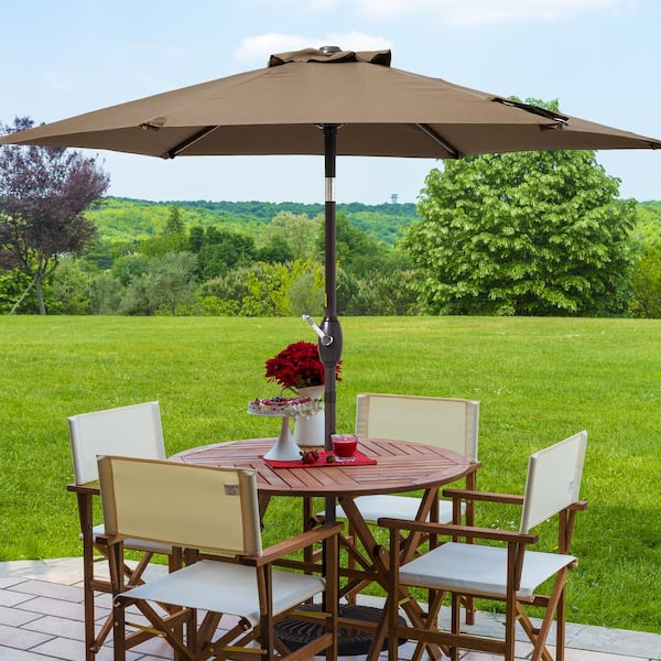 Sonkuki 7.5 ft. Patio Market Crank and Tilt Umbrellas, Table Umbrellas,UV-Resistant Canopy in Taupe
