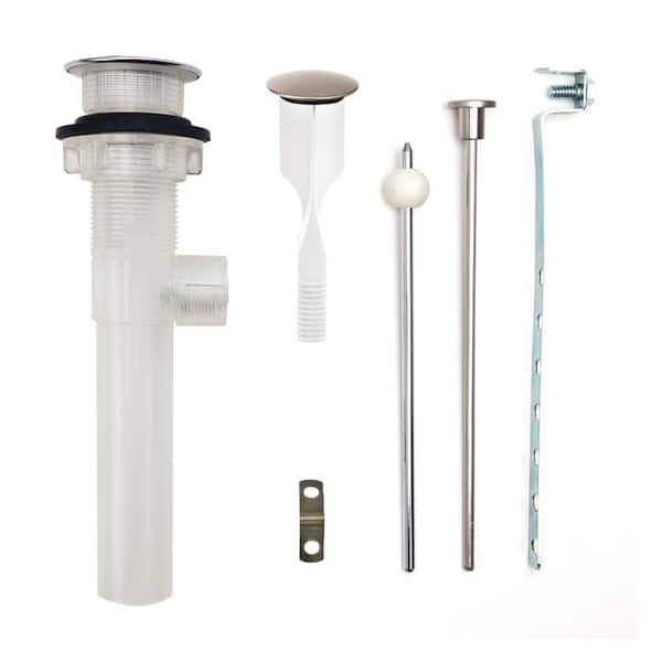 PF WaterWorks ClogFREE Never Clog Pop-Up Drain, Magnetic Stopper, Transparent ABS Body w/ Overflow, 1.6-2" Sink Hole, Brushed Nickel