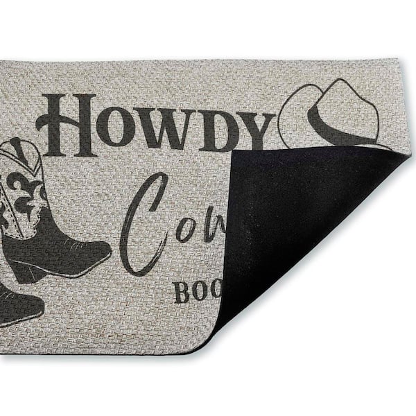 Cowboy Boots Off Entry Black 18 in. x 30 in. Polyester Non-Slip Outdoor Door Mat