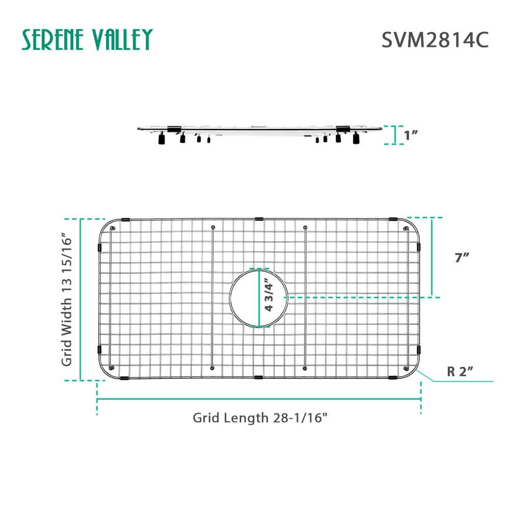 28-Inch Heavy-Duty Stainless Steel Sink Grid with Center Drain
