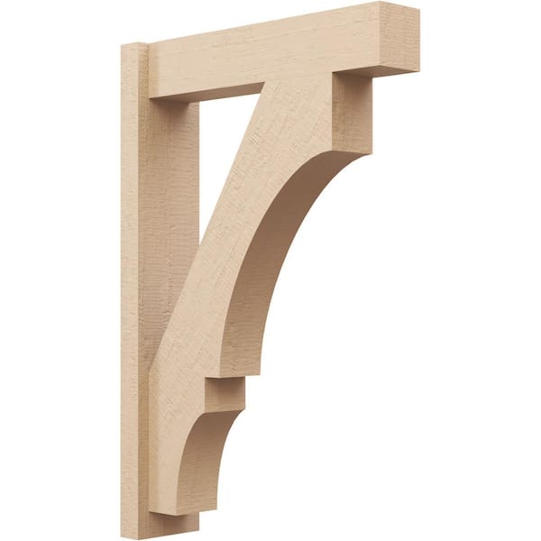 Ekena Millwork 6 in. x 36 in. x 24 in. Balboa Block Rough Cedar Woodgrain Timberthane Polyurethane Outlooker, Primed Tan