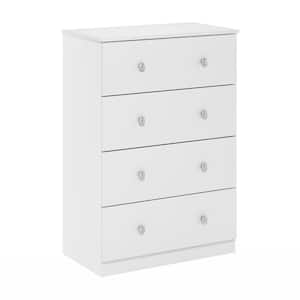 Tidur Simple Design 4-Drawer Solid White Chest of Drawers 40.16 in. H x 27.72 in. W x 15.75 in. D