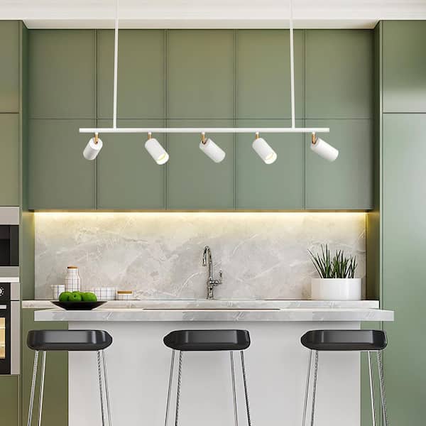 Vortex 4 ft. 5-Light White Gold Fixed Track Lighting Kit