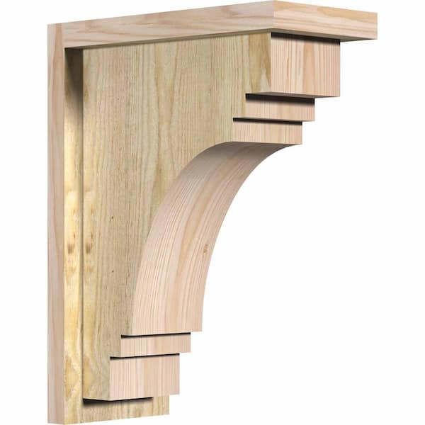 Ekena Millwork 6 in. x 12 in. x 16 in. Douglas Fir Pescadero Rough Sawn Corbel with Backplate