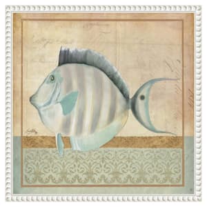 "Vintage Fish III" by Elizabeth Medley 1-Piece Floater Frame Giclee Coastal Canvas Art Print 16 in. x 16 in.
