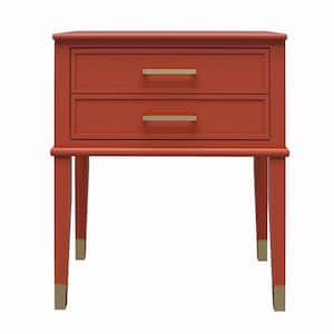 Westerleigh 23.6 in. Terracotta End Table with Drawer