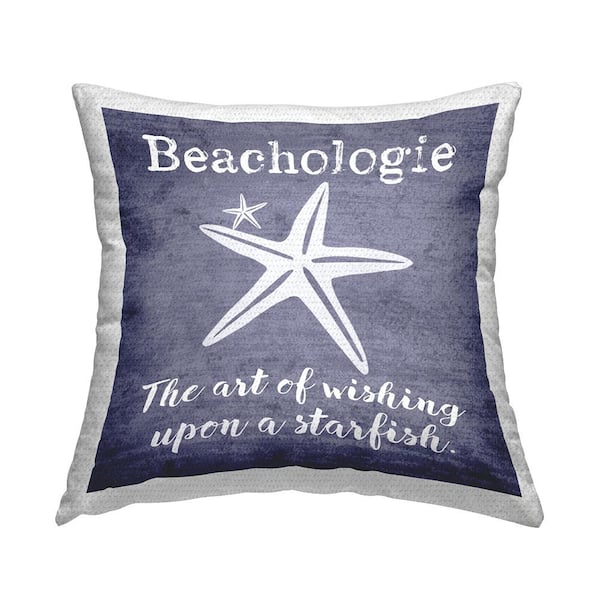 Stupell Industries Beachologie Wish Upon Starfish Purple Square Outdoor Throw Pillow