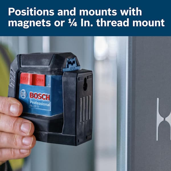 Bosch 50 ft. Dual Power Battery Red Beam Self-Leveling Cross-Line