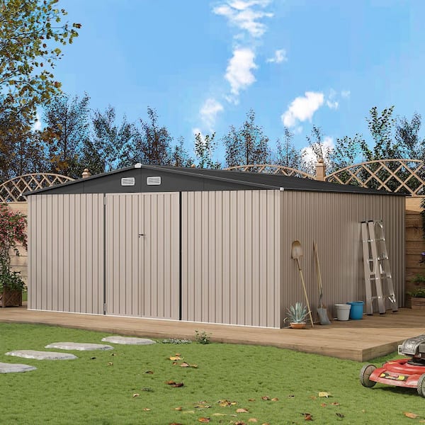 Sizzim Large Storage Shed 14 ft. W x 12 ft. D Metal Shed with Door