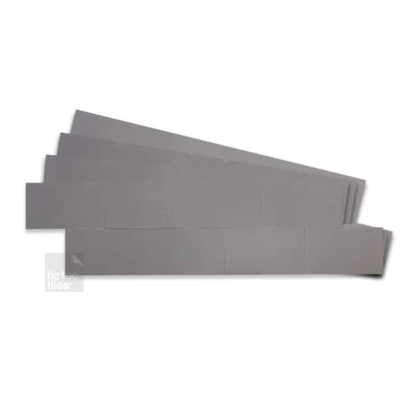 Tic Tac Tiles Concrete Subway 12pcs Slate Pewter 24 in. x 6 in. Other Peel and Stick Tile Decorative Backsplash (10.32 sq. ft./Pack)