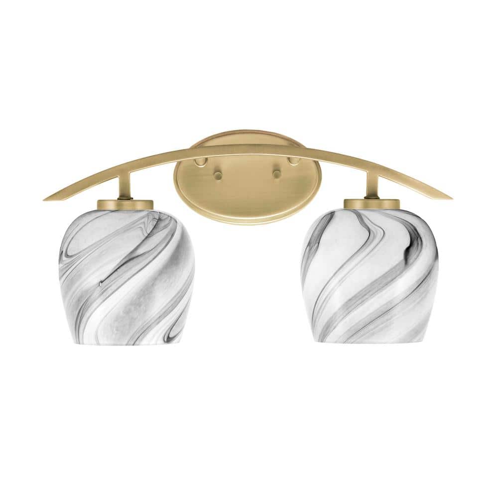 Siena 18.25 in. 2-Light Vanity Light New Age Brass with 6 in. Onyx Swirl Gl