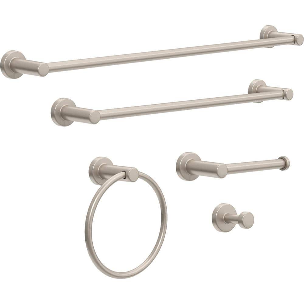 Wake 5-Piece Bath Accessory Set 18, 24 in. Towel Bars, Toilet Paper Holder,