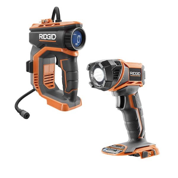 RIDGID 18V Cordless 2-Tool Combo Kit with Digital Inflator and Torch Light (Tools Only)