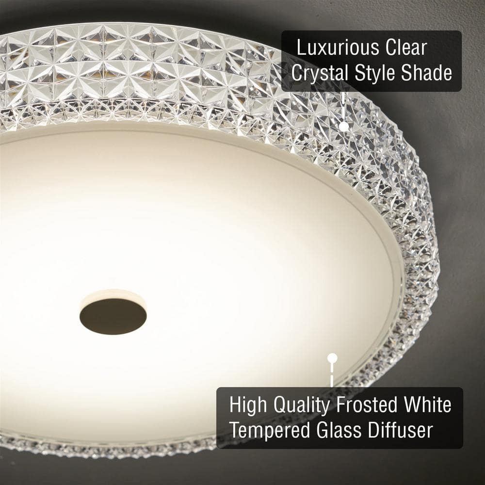 Maxine 15" White Crystal Drum LED Flush Mount Ceiling Light