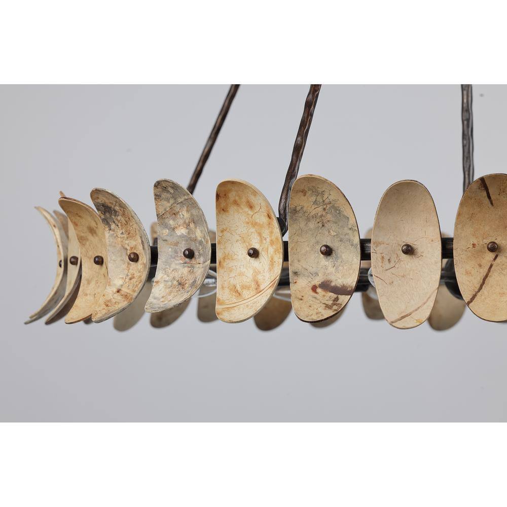 Natural Champagne Mist 8-Light Coconut Shell Chandelier