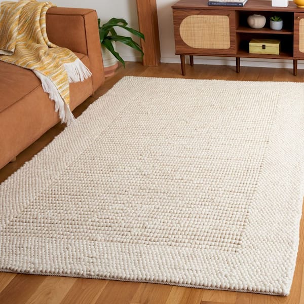Natura 3 ft. x 5 ft. Ivory Solid Border Area Rug