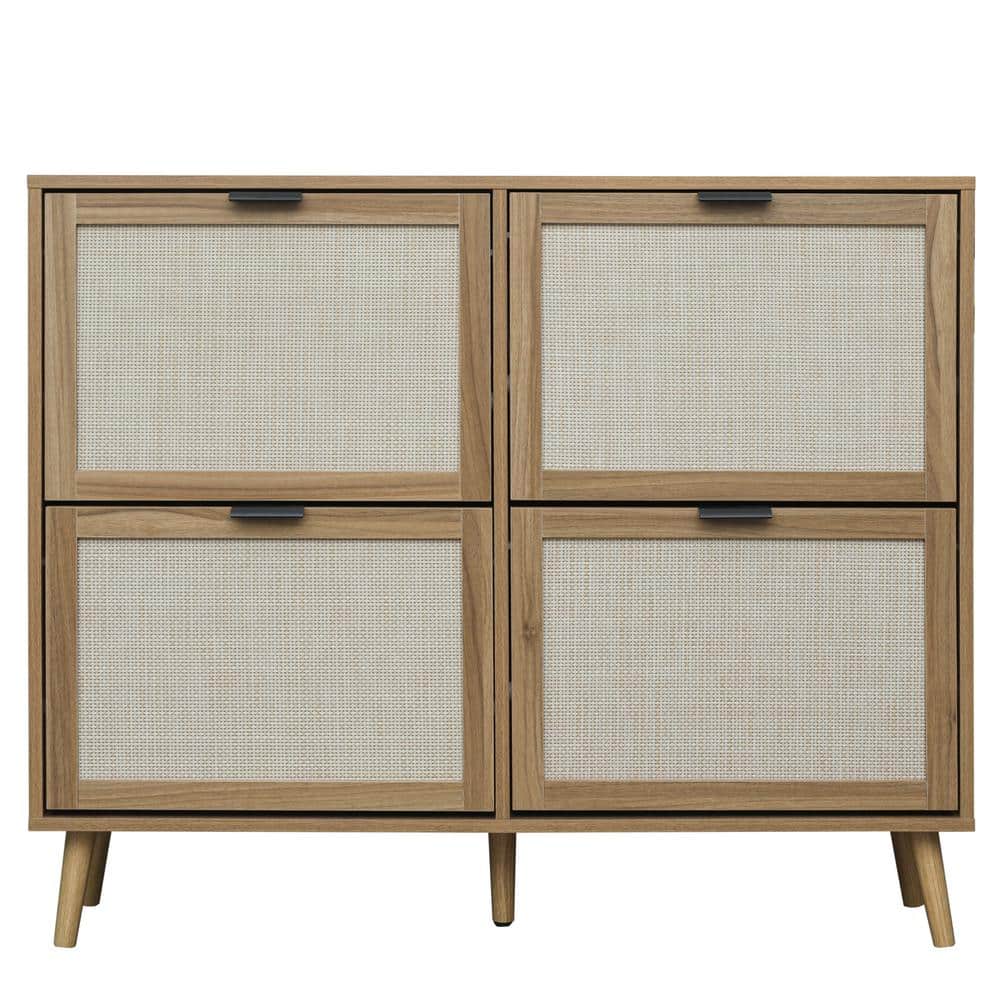 41.34 in. W x 9.45 in. D x 35.83 in. H Brown Linen Cabinet with Four Doors,