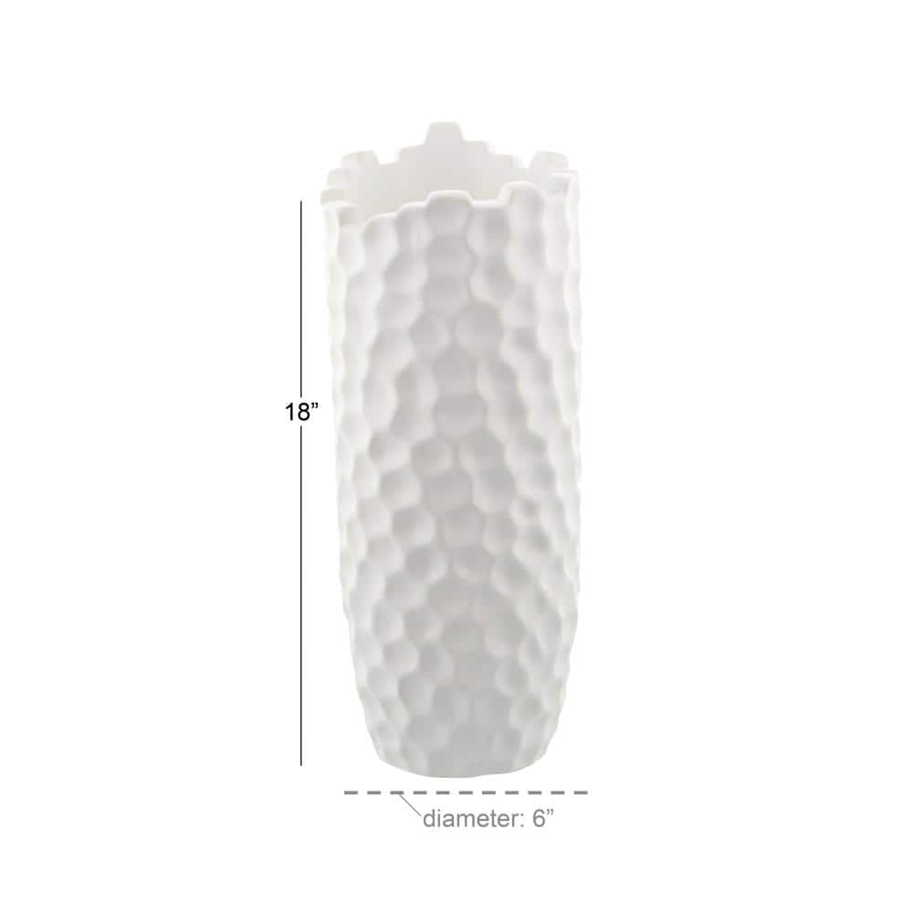 Elegant Honeycomb 14" White Porcelain Decorative Vase