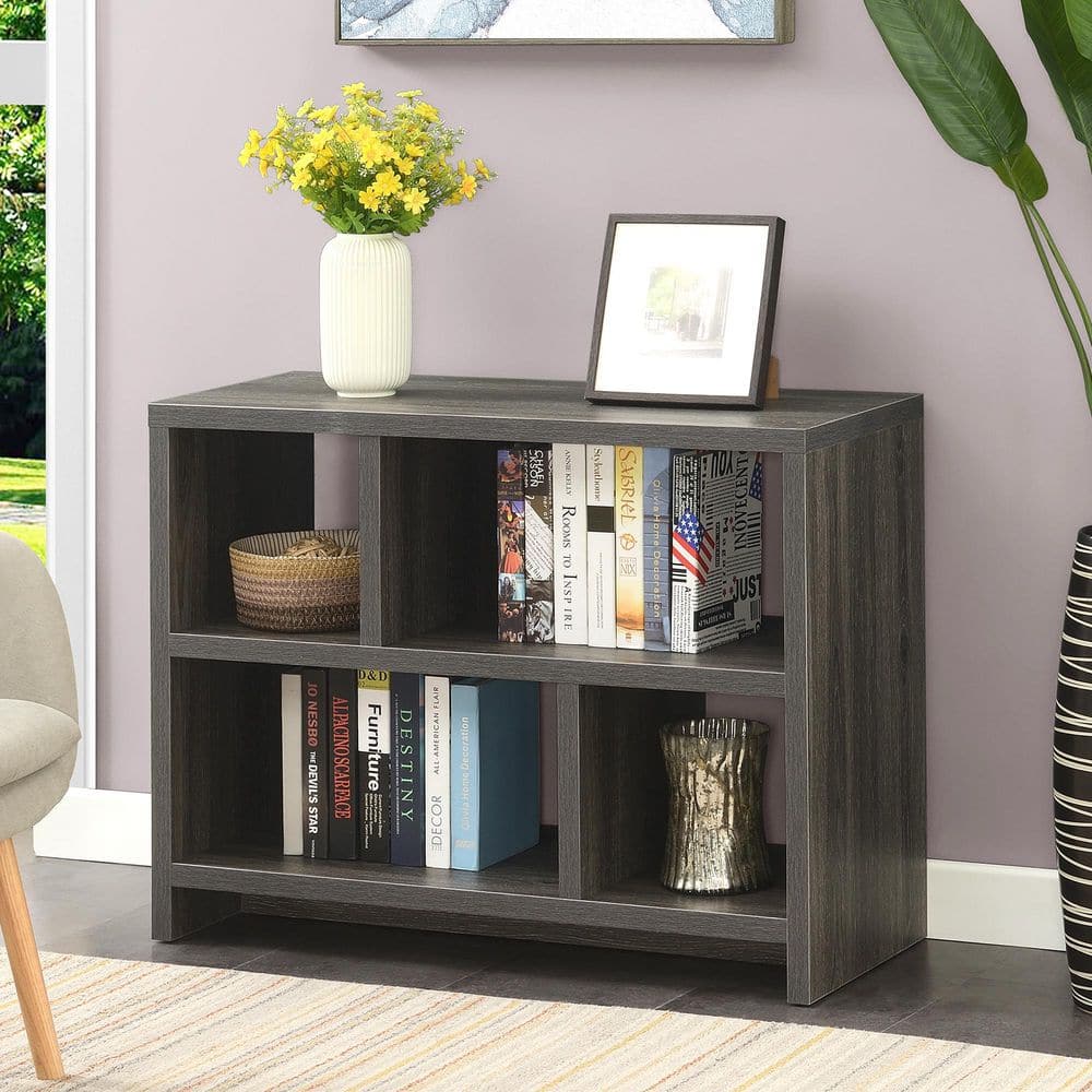 Weathered Gray Modern 3-Tier Hollow Core Console Bookcase