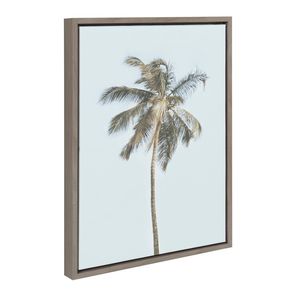 Sylvie Gray Framed Coconut Palm Tree Canvas Wall Art