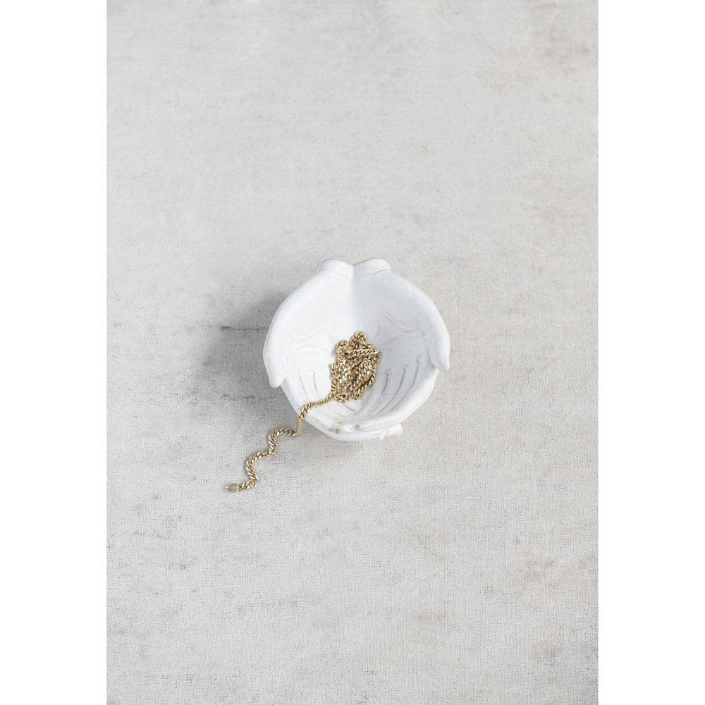 White Ceramic Hands Shaped Decorative Bowl