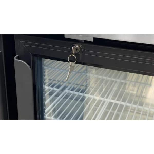 72 in. W 19.6 cu. Ft. Commercial Glass Door Under Back Bar Cooler Refrigerator in Black with Stainless Steel