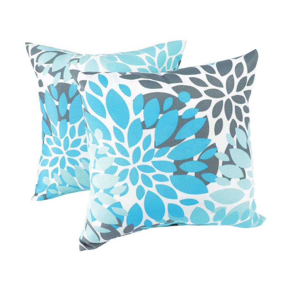 18 x 18 Blue Floral Square Outdoor Throw Pillow, Waterproof Patio Cushion for Garden, Porch, Poolside (2-Pack) price history on PriceWatchPro