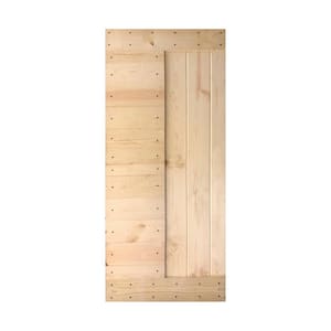 L Series 38 in. x 84 in. Unfinished Solid Wood Barn Door Slab - Hardware Kit Not Included