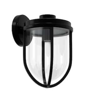 Uccella 12.2 in. Black Outdoor Hardwired Industrial Farmhouse Lantern Sconce Medium Base Socket (E26) No Bulbs Included