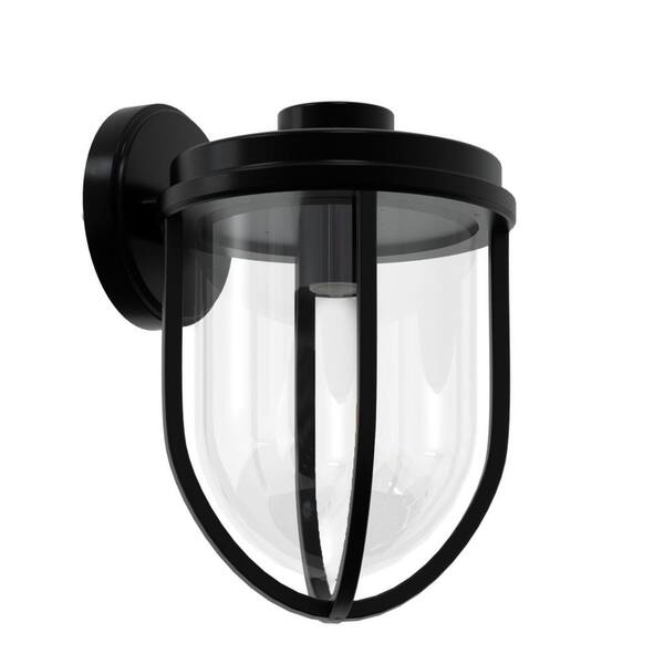 AMBIATE Uccella 12.2 in. Black Outdoor Hardwired Industrial Farmhouse Lantern Sconce Medium Base Socket (E26) No Bulbs Included