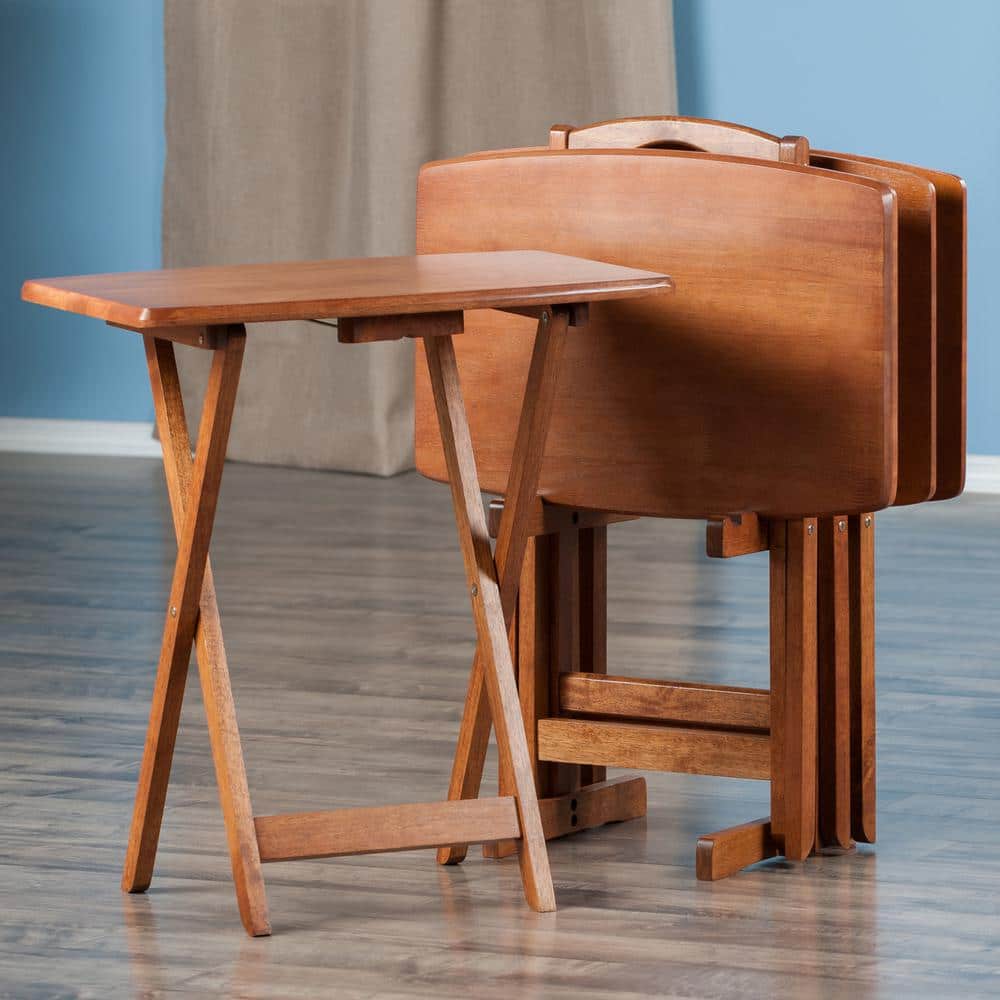 Teak 5-Piece Oversized Rectangular Snack Table Set