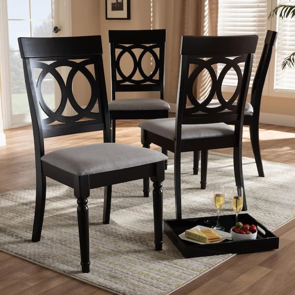 Baxton Studio Lucie Gray and Espresso Fabric Dining Chair Set of