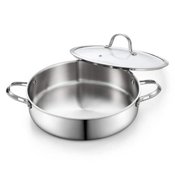 12 in. 5.5 qt. Multi-Ply Clad Stainless Steel Deep Saute Pan with Lid