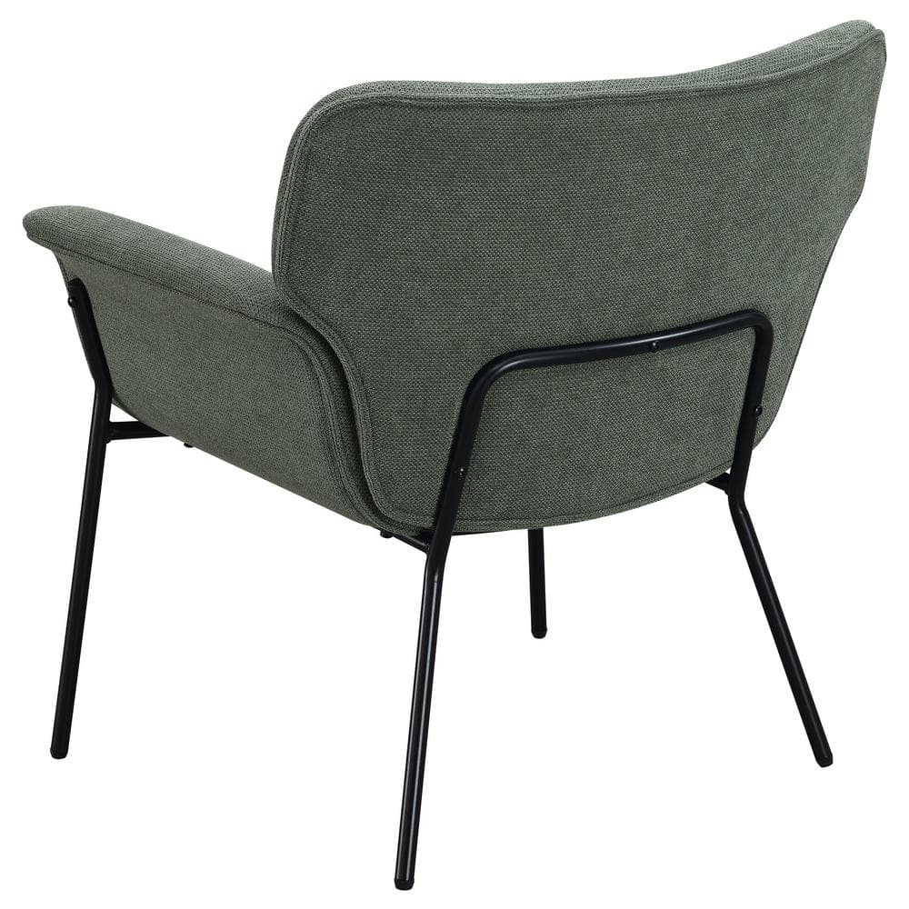 Ivy Green Woven Fabric Mid-Century Modern Accent Chair