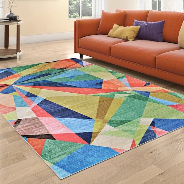 Rainbow Retro Multicolor 8 ft. x 10 ft. Area Rug