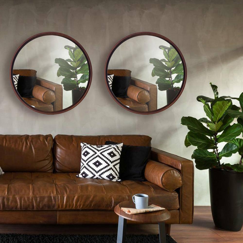 Neu Type Medium Round Walnut Hooks Classic Mirror 24 In H X 24 In W   Neu Type Wall Mirrors Jj00768zzc 64 1000 